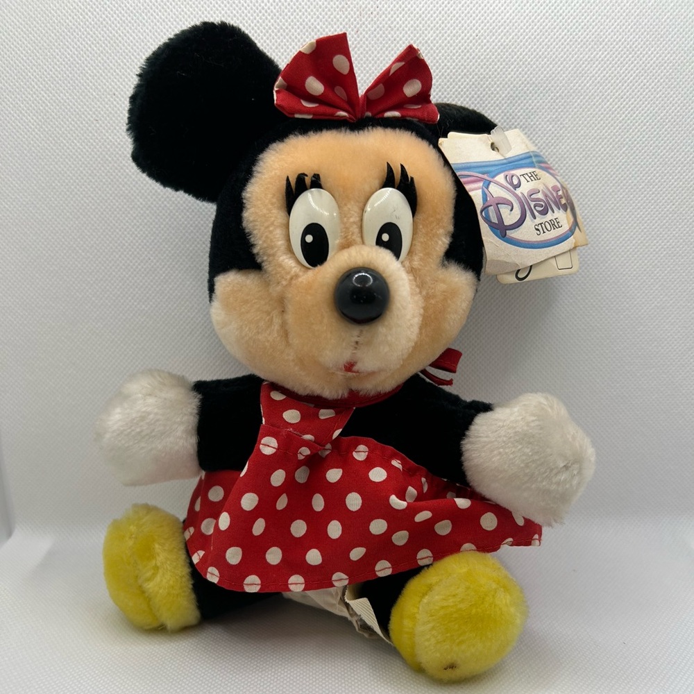 Vintage Minnie Mouse 7" Seated Plush Walt Disney Company Plastic Eyes Nose Tags